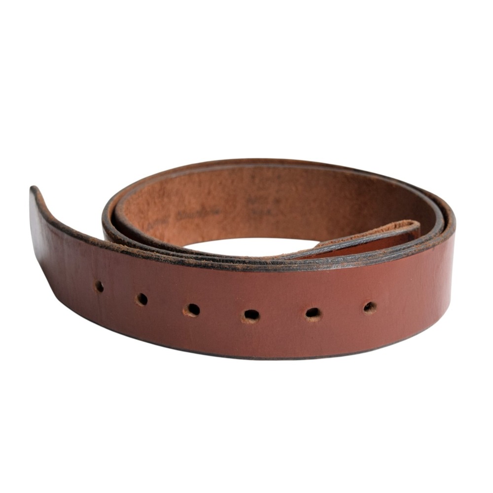Vintage 70s Brass Seagull Sun Buckle Steerhide Brown 38" Leather Belt Strap - Picture 7 of 14